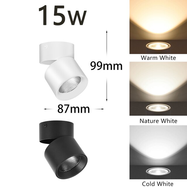 Foco de techo LED para sala de estar y cocina, luz de pista alargada montada en superficie, accesorio de aluminio plegable, 220V: TYPE B 15W / Cold White / Negro
