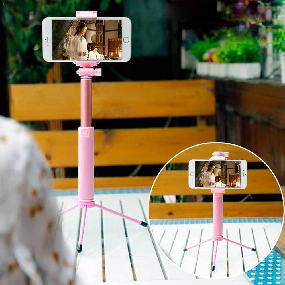 Handheld Wired Selfie Stick met Spiegel Uitschuifbare Monopod Mini Statief Bluetooth Remote voor Iphone Xiaomi Sumsang Smartphons