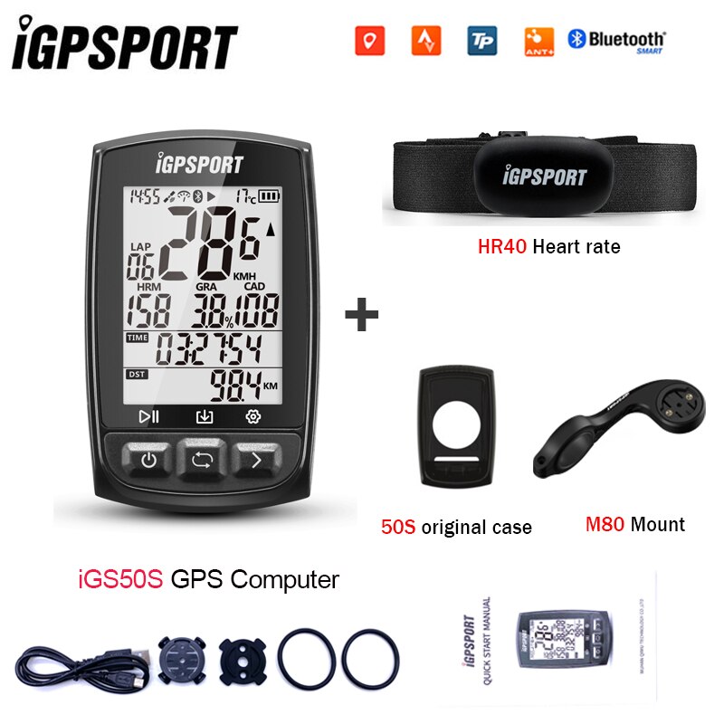 IGPSPORT IGS50S Bike Computer Stopwatch IPX7 Waterproof ANT Bluetooth 4.0 GPS Bike Digital Support