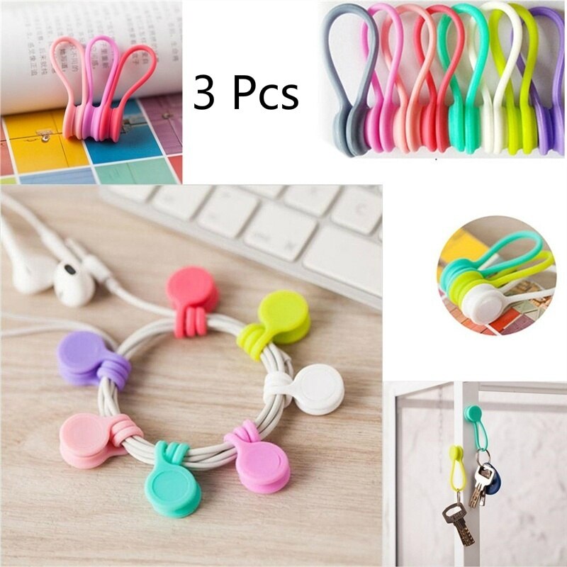 3 Pcs Kabel Organizer Zachte Siliconen Magnetische Kabelhaspel Cord Oortelefoon Opslag Houder Draad Organizer Voor Oortelefoon Datakabel
