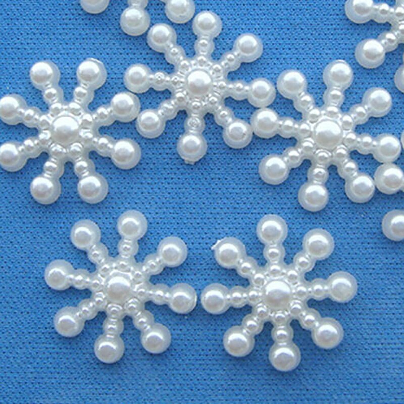 100 Pcs/lot blanc bricolage flocon de neige artificiel Flatback perle carte de noël faisant bricolage artisanat de