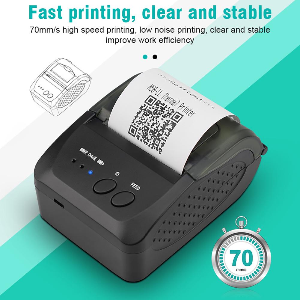 Trådløs bluetooth-kvittering termisk printer 203 dpi 90mm/ sek genopladelig bærbar pos-printer til salg af restauranter 58mm