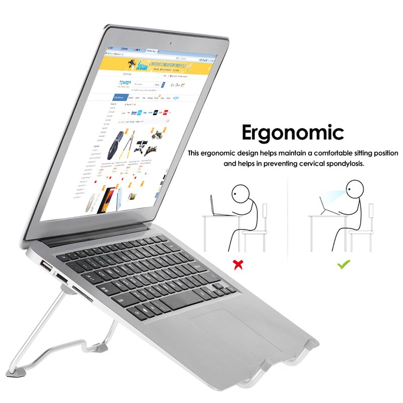Soporte plegable para portátil para iPad 1/2/3/4, soporte Universal mini, soporte de 10-17 "para Notebook 8 ~ 10", soporte de aluminio para tableta y PC
