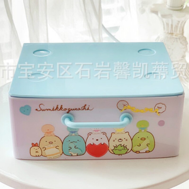 Śliczne Anime kreatywne pudełko na kosmetyki Cartoon Stars śliczne szuflada schowek torba na kosmetyki dziewczyny Kawaii pulpit sypialnia plastikowy Organizer: Sumikko Gurashi C