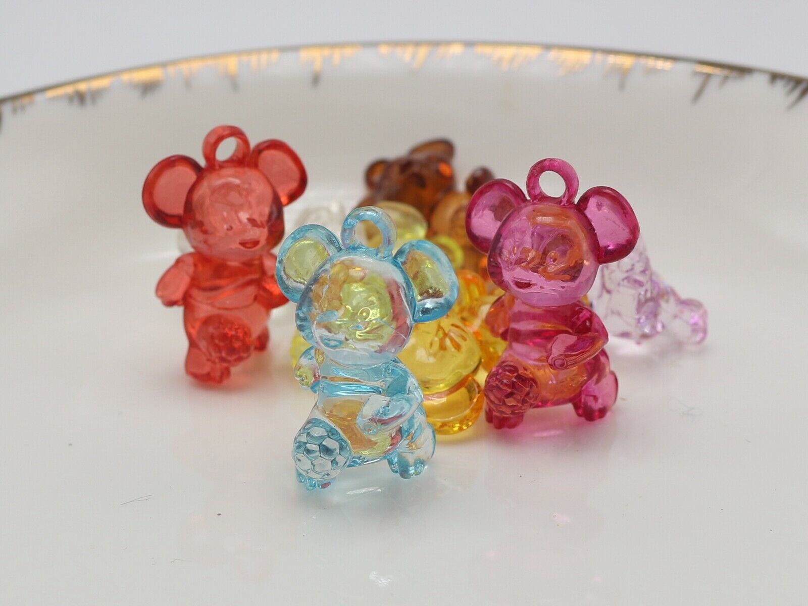 10 Transparent Acrylic Cute Cartoon Animal Pendants Various Charms Kids Craft: Mouse   Football