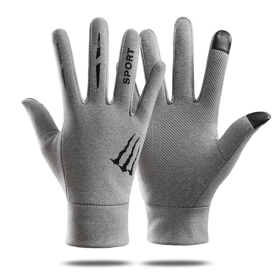 Guantes para moto bicicleta de dedo completo guantes con pantalla táctil para conducción al aire libre/pesca/senderismo/esquí mujeres hombres guantes: 0605A Grey