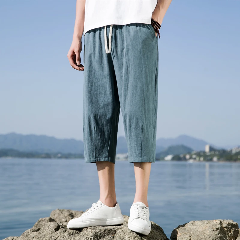 Zomer Casual Linnen Korte Broek Katoenen Rechte Heren Lichtgewicht Shorts Grote Effen Kleur Gym Vijfde Strand Korte Broek