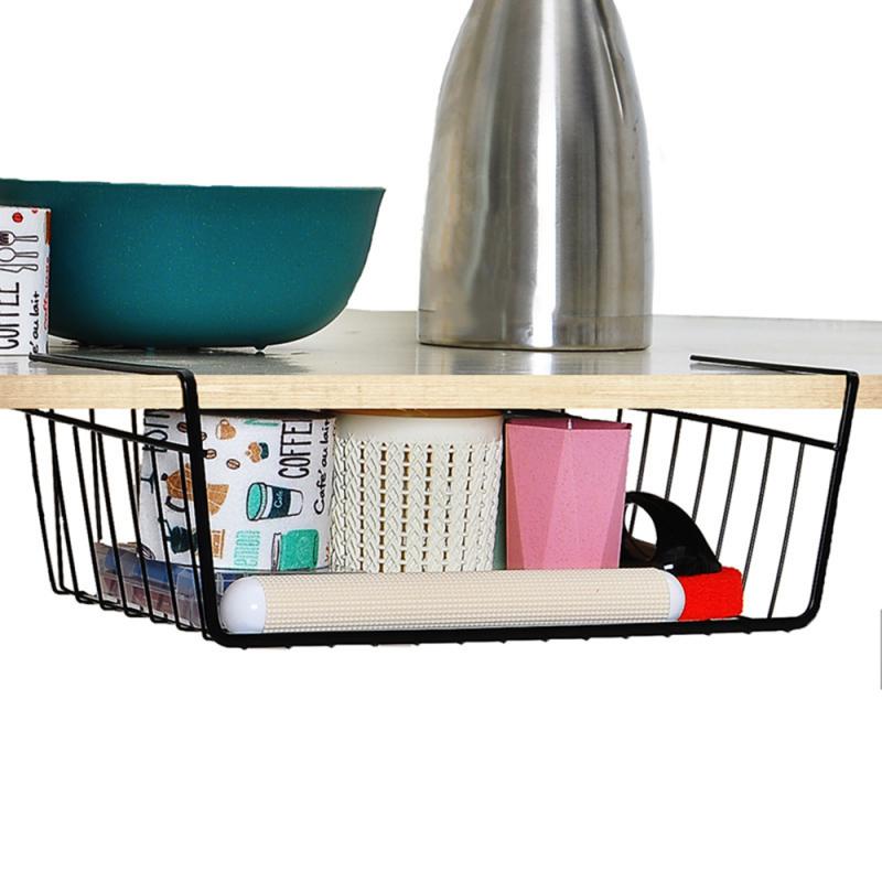 Household Wardrobe Rack Wrought Iron Storage Basket Finishing Desk Rack Partition Cabinet Hanging Basket Home Space Storage