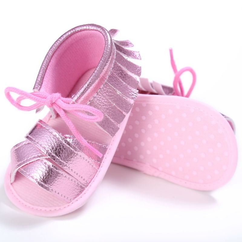 Peutermeisjes baby zomer sandalen met kwastjes schattige roze gouden zilveren strand sandalen pu kwastjes prewalker schoenen accessoires 0-18m