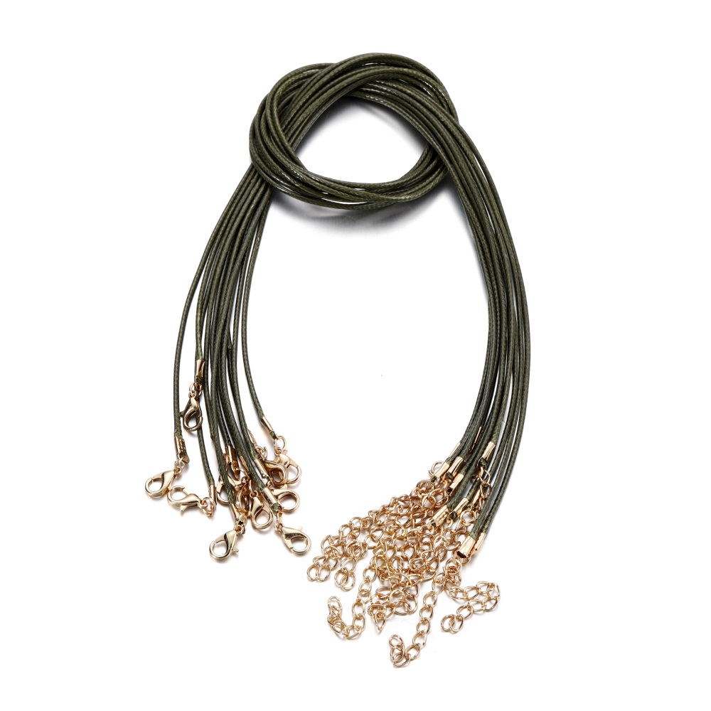 10 unids/lote 1,5mm cordón de cuero COLLAR COLGANTE con cierre cuerda trenzada ajustable para fabricación de joyería DIY collar pulsera Acces: YELLOW