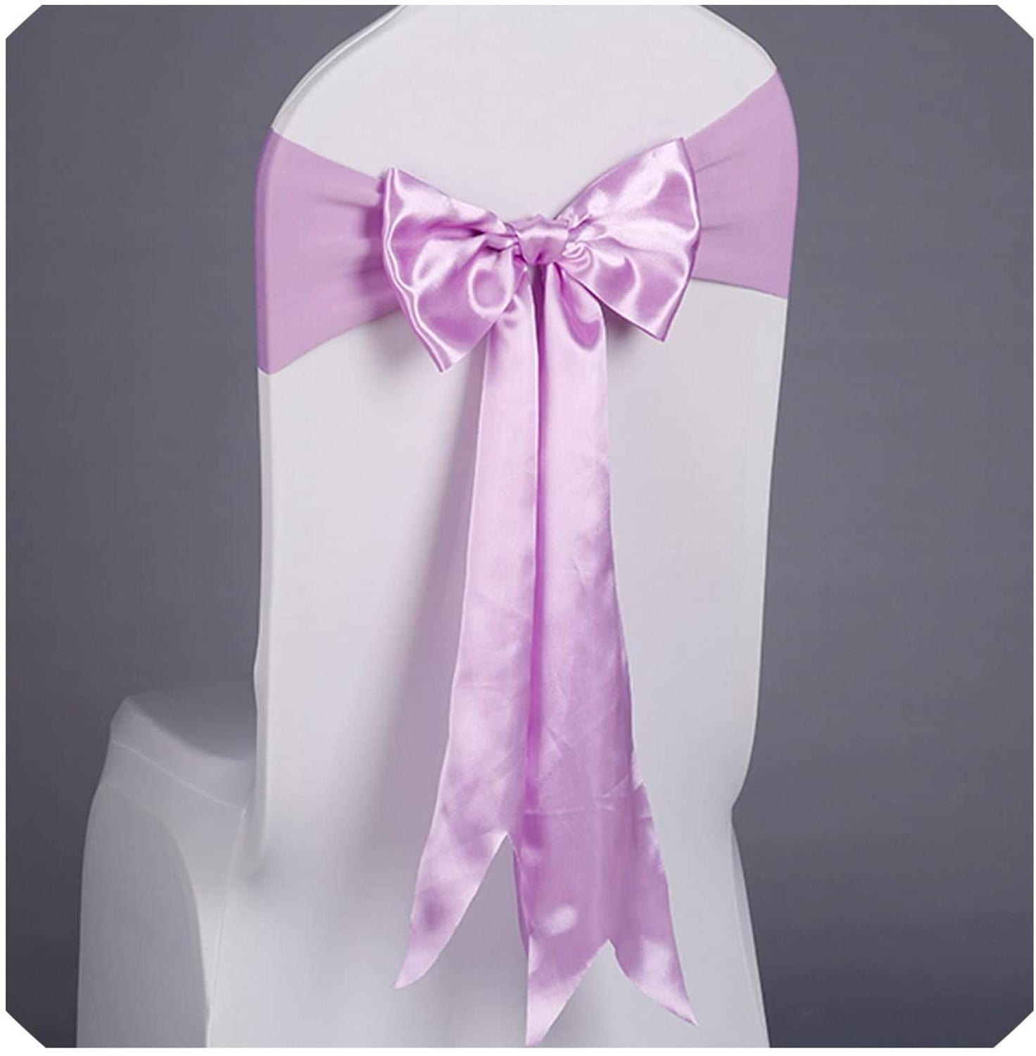 5 unids/lote de lazos de satén rojo con banda elástica para silla, banda de LICRA para ceremonia, boda, decoración de: Lavanda