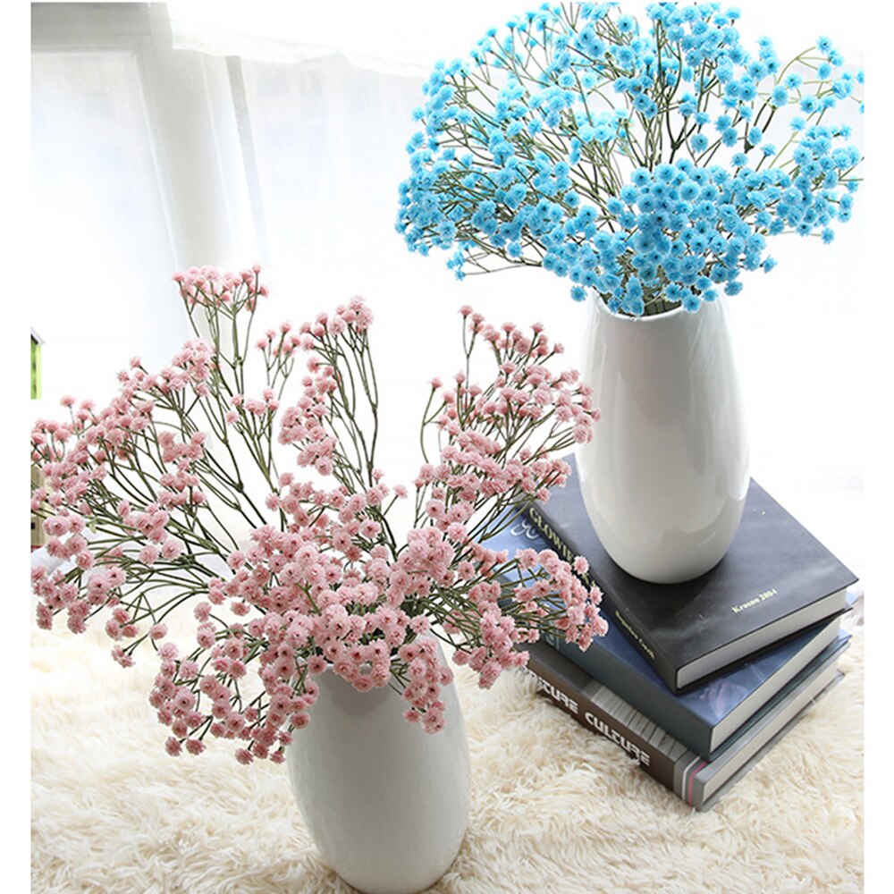 90 hoder kunstige blomster falske gypsophila bryllup dekorasjon bursdag gjør-det-selv foto rekvisitter blomsterhoder gren hjemmeinnredning blomst