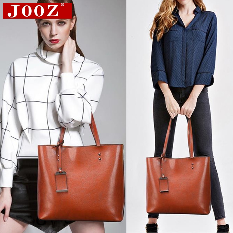 JOOZ Waxing Leather bucket bags Simple Double strap female shoulder bags For Women Messenger Bags Lady All-Purpose Shopping tote