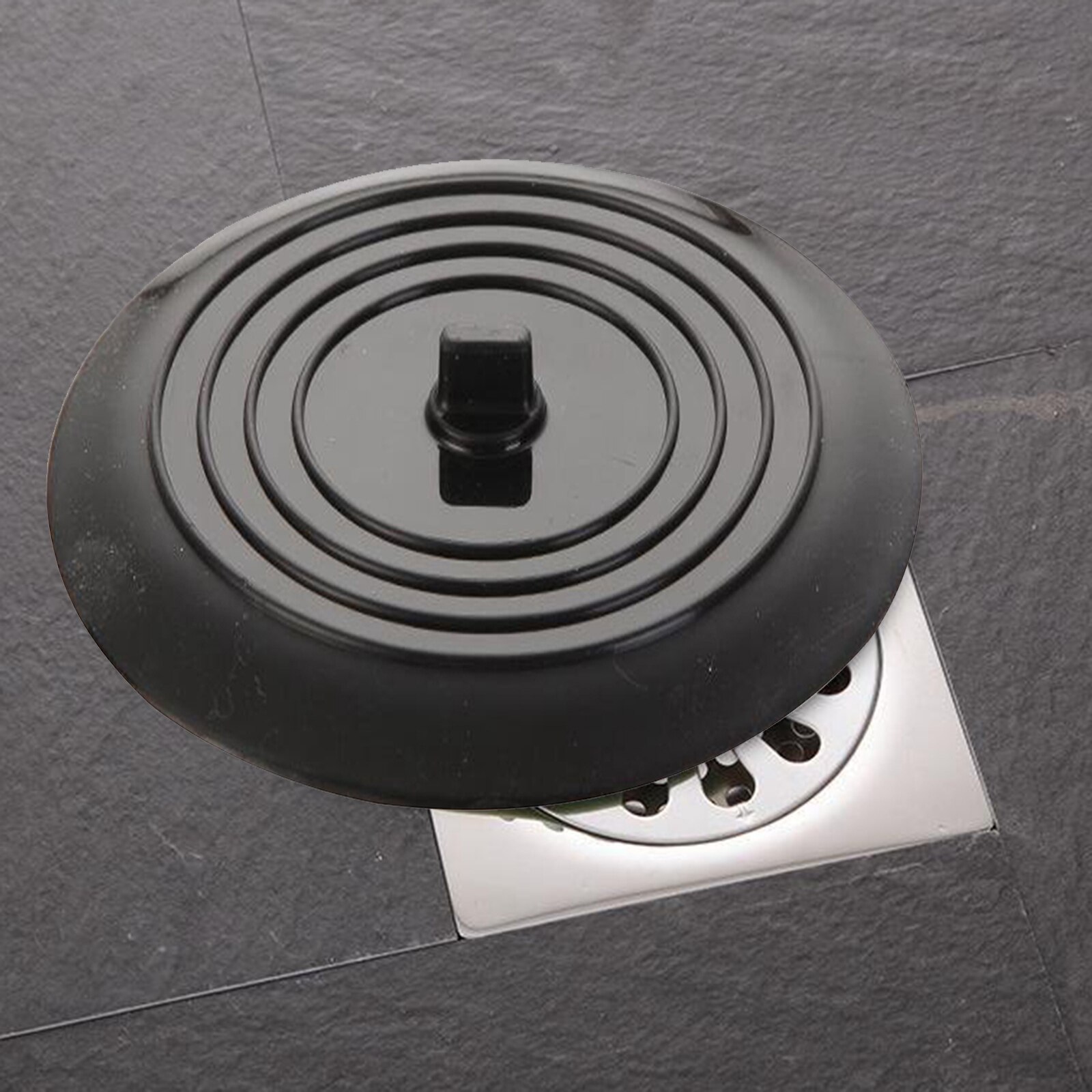 Badkuip Drain Stopper Siliconen Bad Drain Stopper Plug Cover Voor Badkamer, Vloer Drains En Keuken: Black