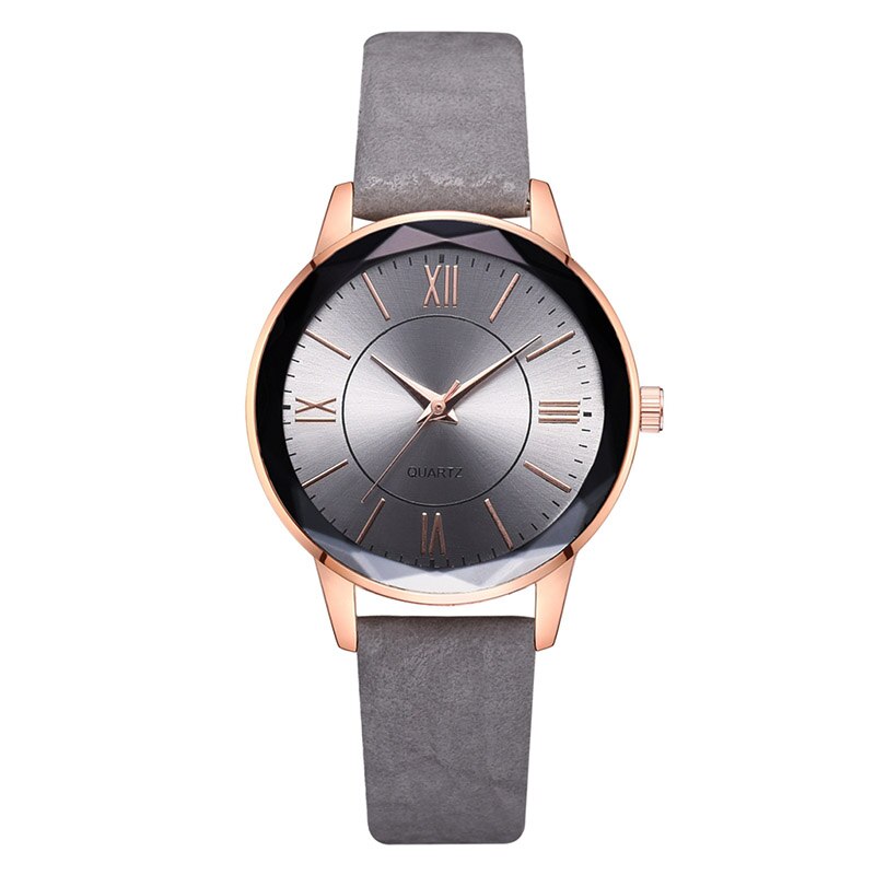 Vintage Quartz Horloge Romeinse Cijfers Wijzerplaat Met Pu Lederen Band NIN668: Grey