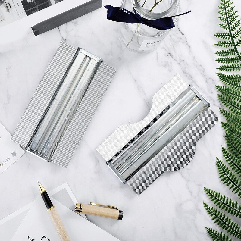 2 stykker 6 tommer konturmåler profilmåler konturduplikatormåler i rustfrit stål multifunktionel konturmåler til flisebelægning l