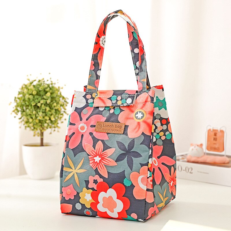 Saco de almoço portátil novo térmico isolado lancheira tote cooler bolsa pequeno-almoço caixa de alimentos escola sacos de armazenamento de alimentos: Red flower