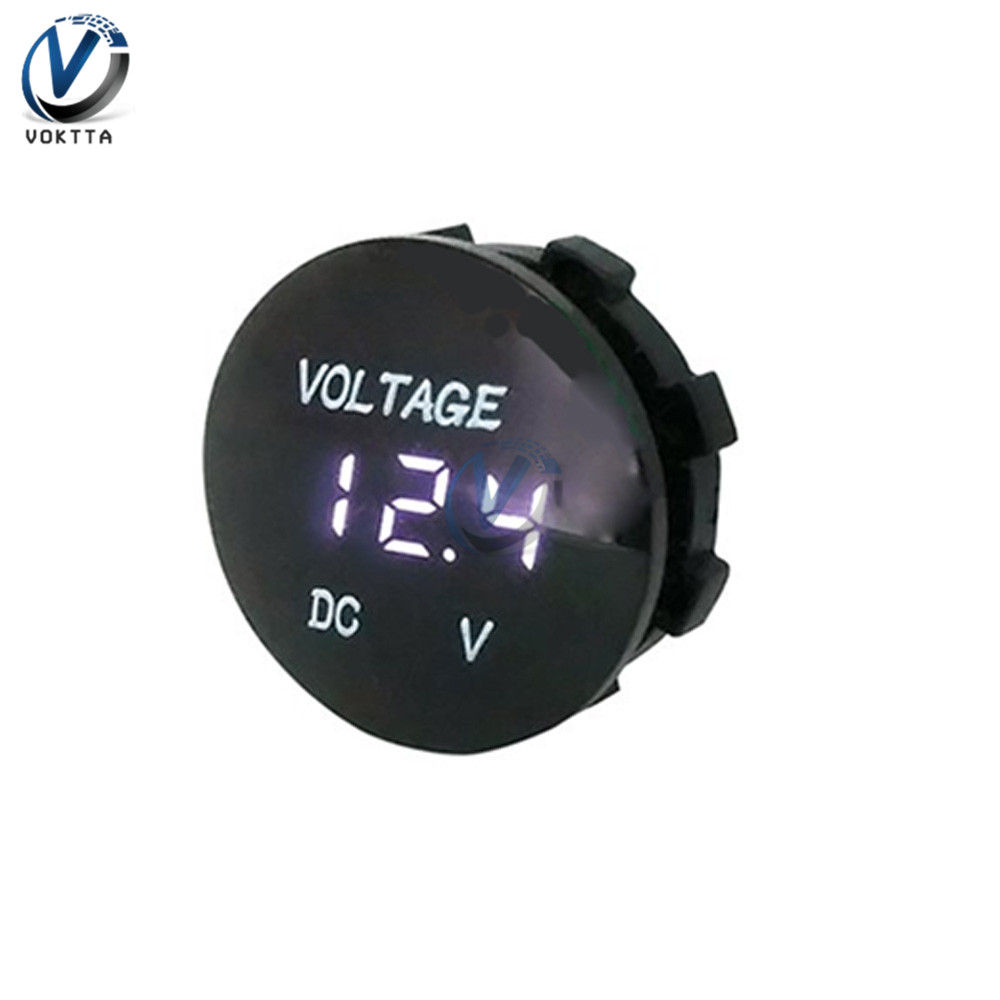 Dc 5v-48v 3 bits digitalt voltmeter rundt vandtæt ledet panel mini digital volt spændingsmåler tester skærm display voltmeter: Hvid