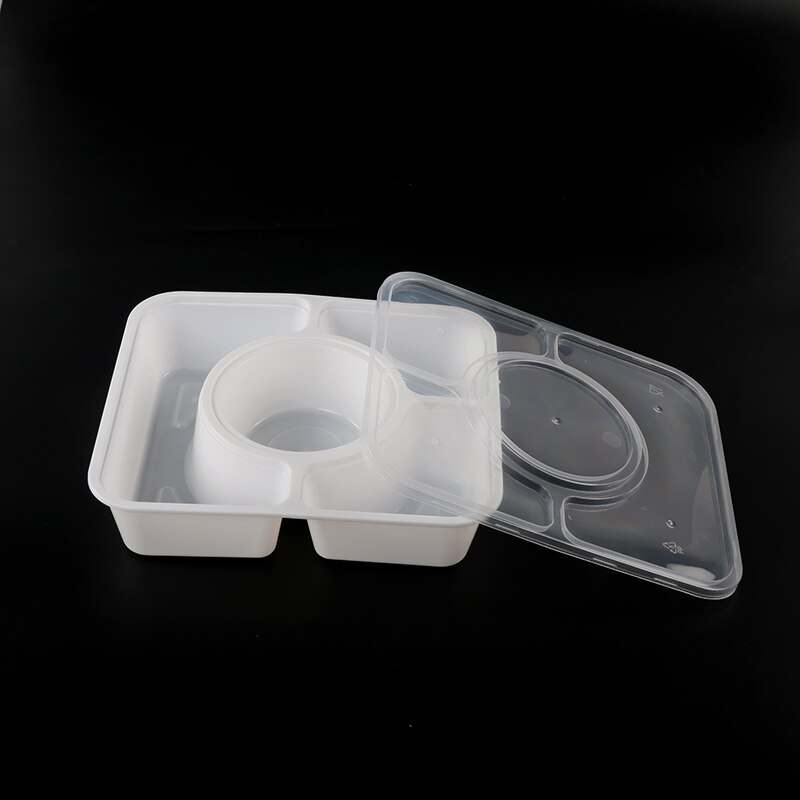 4+1 B white compartment plastic food container