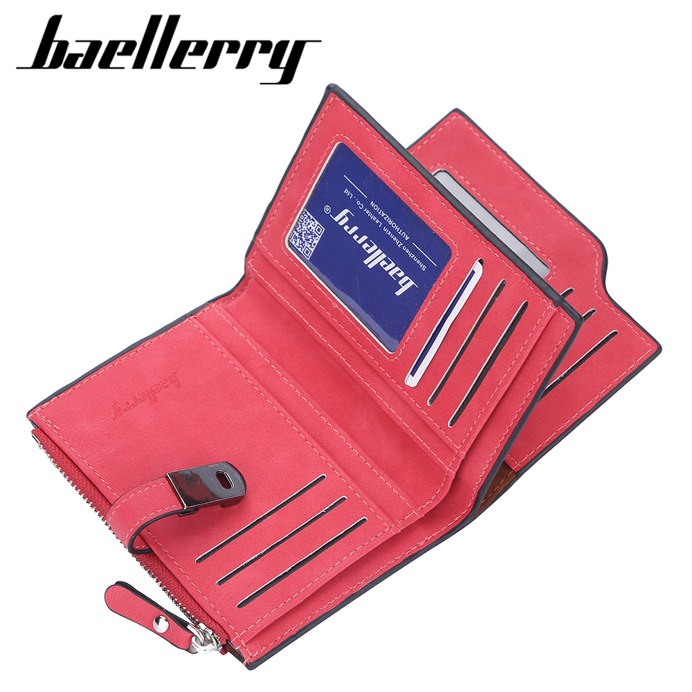 Baellerry Magnetic Buckle Women Wallets Short Card Holder Simple Female Purse Zipper Coin Pocket Brand Wallet For Girls