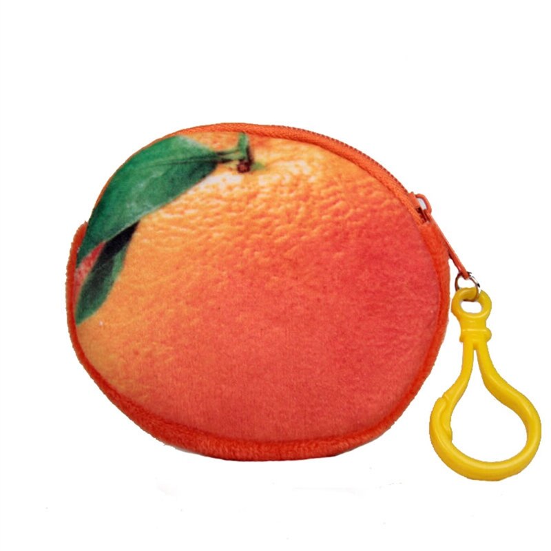 1Pcs Vrouwen Mini 3D Fruit Portemonnee Mini Handtas Key Mini Bag Vrouwelijke Rits Kleine Portemonnee Meisjes Portemonnee portemonnee: Orange
