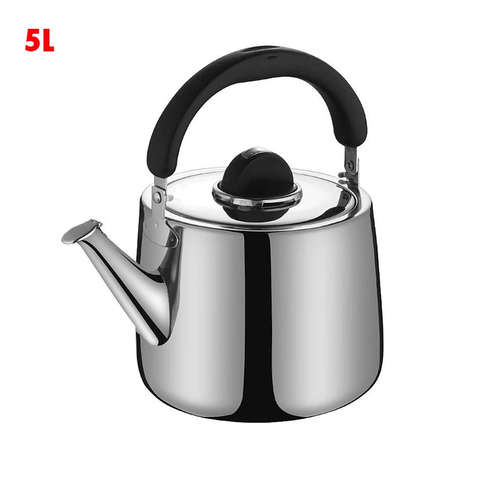 Stainless Steel Kettle Kettle Gas Cooker Teapot Automatic Sound Kettle Whistle Camping Tea Kettle Enamel Pot Induction Cooker: 5L