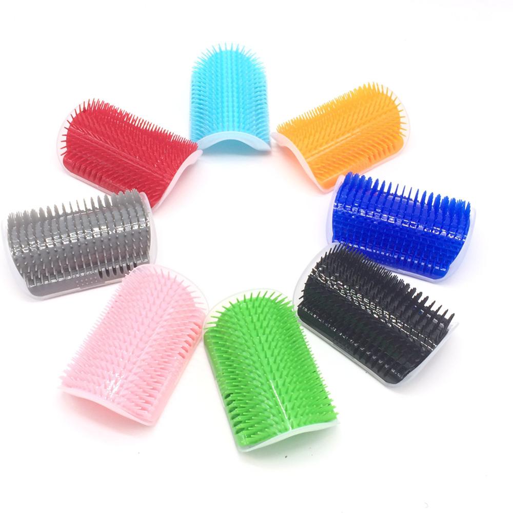 1 Pcs Corner Huisdier Borstel Kam Play Kat Speelgoed Plastic Scratch Haren Boog Massager Self Grooming Kat Scratcher