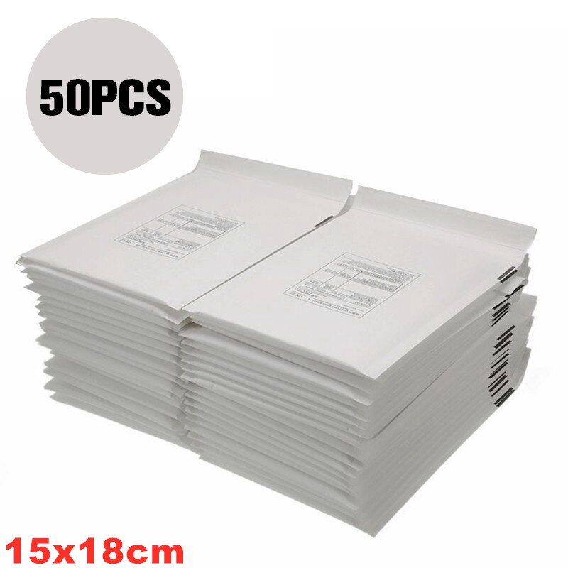 10/30/50Pcs Bubble Durable Mailing Envelopes Bags For Mailer Packaging Self Seal Lined Wrap Logistics packing: White2 15x18cm 50Pcs