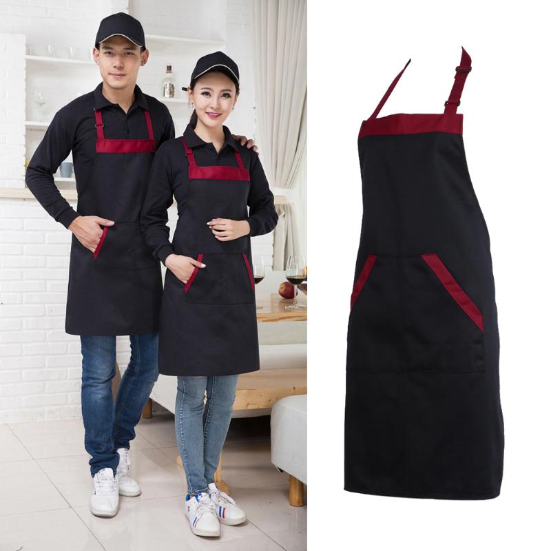 Waterproof Apron Adjustable Bib Apron Dress Men Women with 2 Pockets Chef Apron Cooking Kitchen Double Pocket Apron