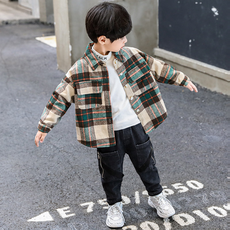Chemise en coton pour enfants, nouvelle automne et hiver pour garçons adolescents chemises à carreaux vestes enfants décontracté école vêtements coréens