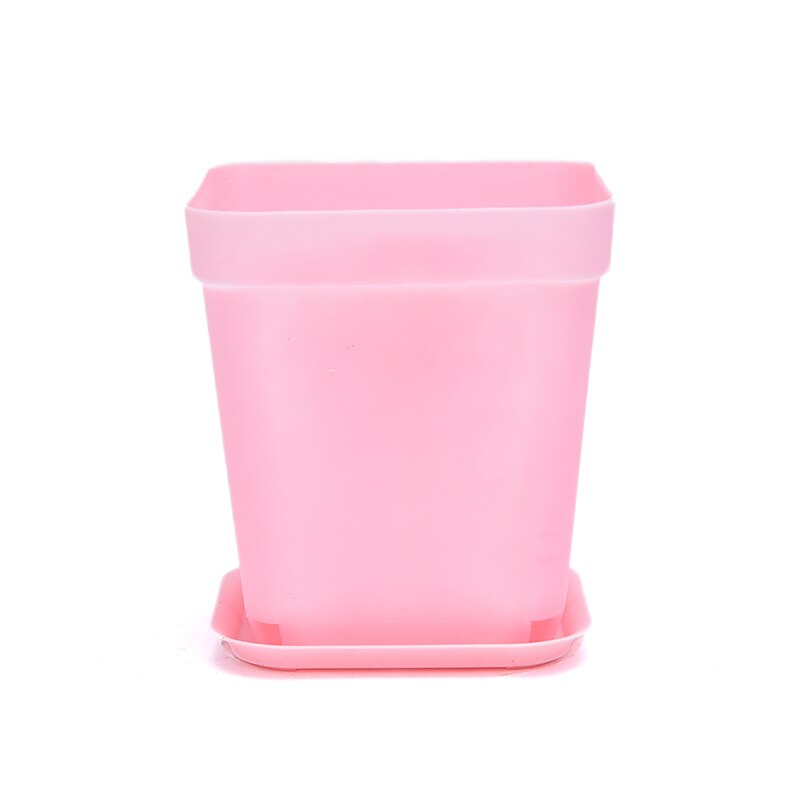 7 väriä saatavilla olevat sakeuttavat kukkaruukut istutusastiat muoviruukut pienet neliönmuotoiset ruukut meheville kasveille: Vaaleanpunainen