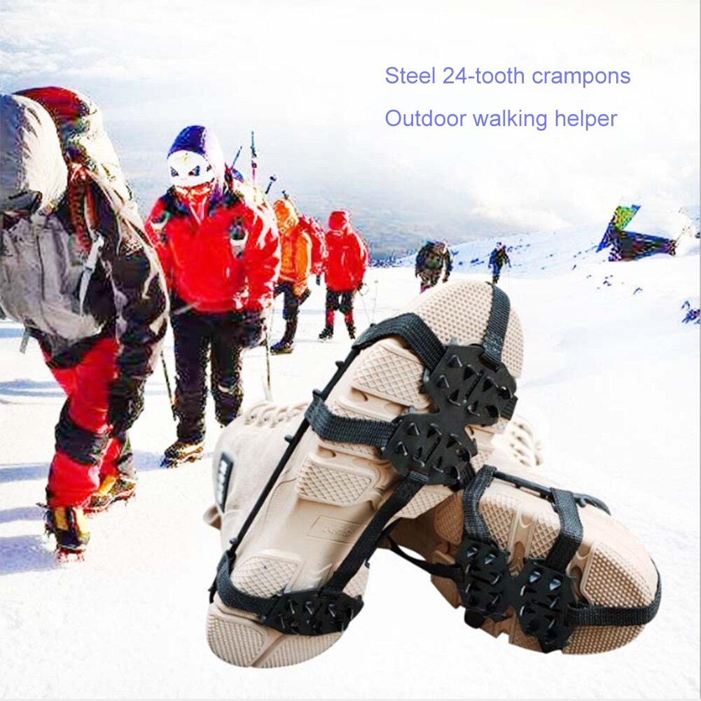 24 zähne M/L Anti-Schleudern Spikes Stollen Eis Schnee Steigeisen Greifer Schuh Schnee Kette Anti Unterhose Schuh deckt Winter Klettern Skifahren