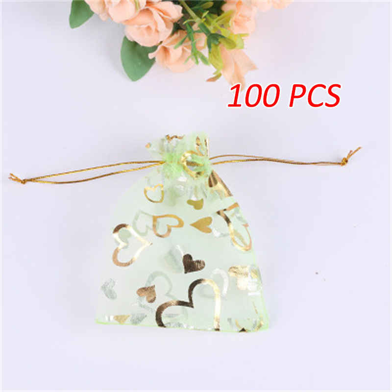 100 sztuk/partia 10*13CM organzy prezent torba na biżuterię wielobarwność sznurek woreczki na wesele boże narodzenie cukierki biżuteria pakowania: lekki zielony