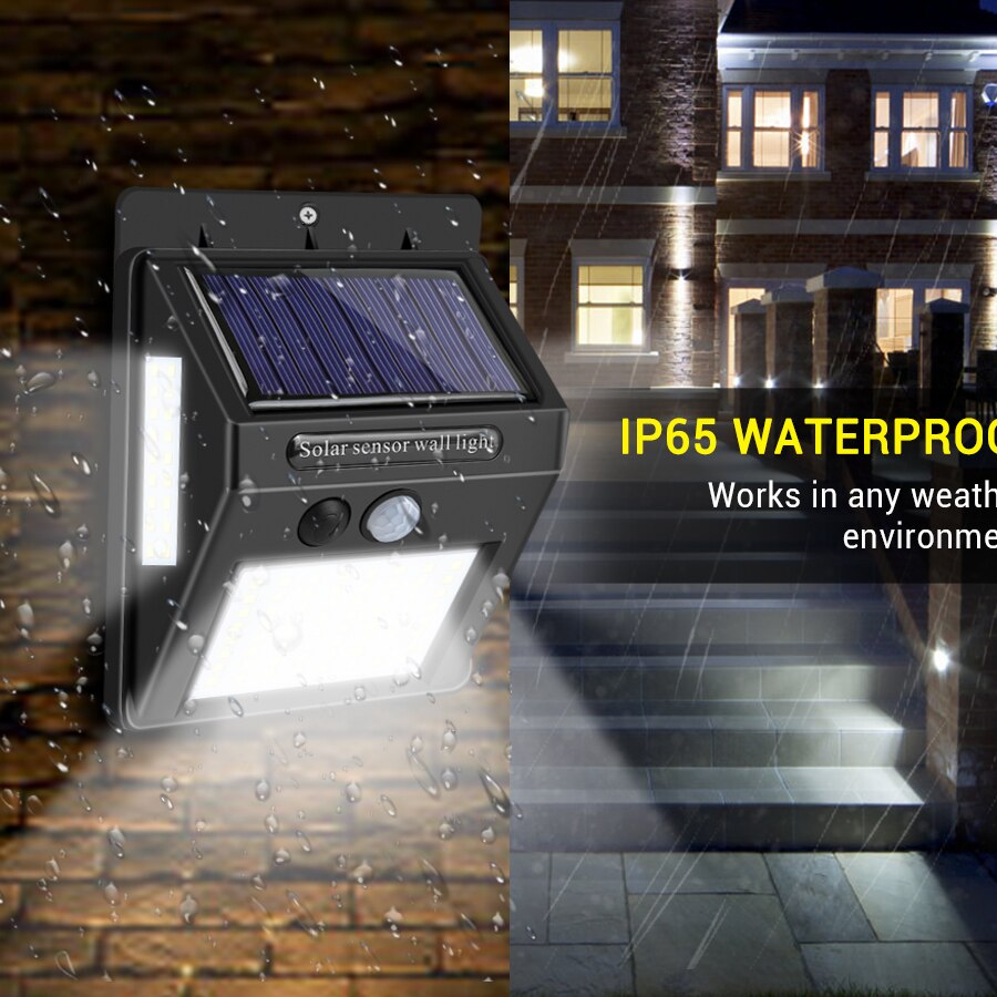 100 LEDs Solar LED Straatverlichting Outdoor Verlichting IP65 Hoge Lumen Solar LED Veranda Licht PIR Motion Sensor Pathway Muur lamp