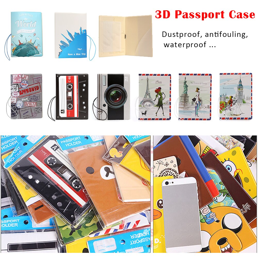 Porte-passeport en PVC pour hommes et femmes, porte-cartes, pour documents de voyage, 24 Styles différents, tour Eiffel