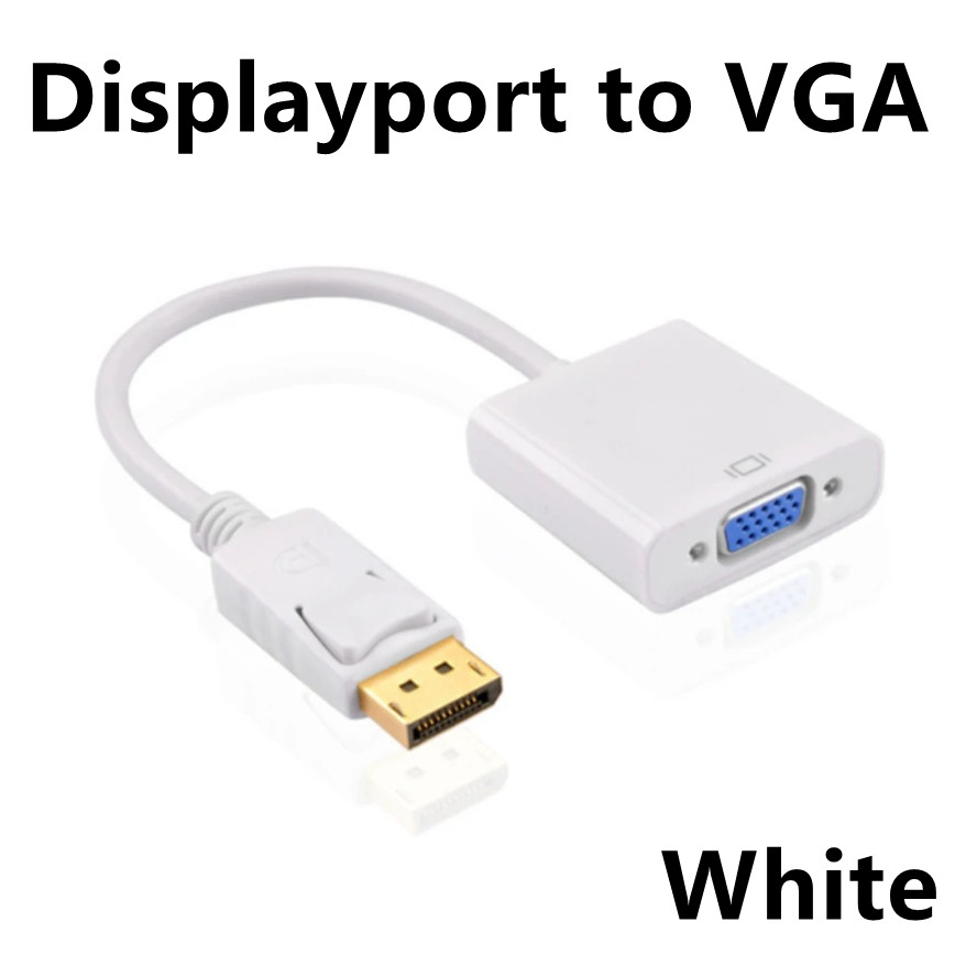 DisplayPort to VGA Converter HD 1080p DP to VGA Adapter (Male to Female) For Computer Desktop Laptop PC Monitor Projector HDTV: WHITE