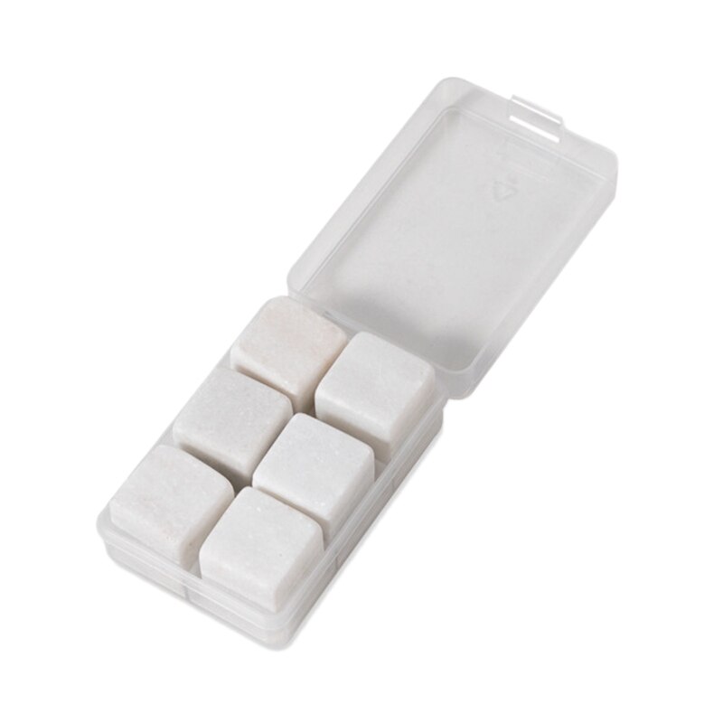 6 pçs pedras reusáveis para uísque, bebendo gelo quadrado refrigerador uísque rochas barra vinho refrigerador festa de casamento presente: White