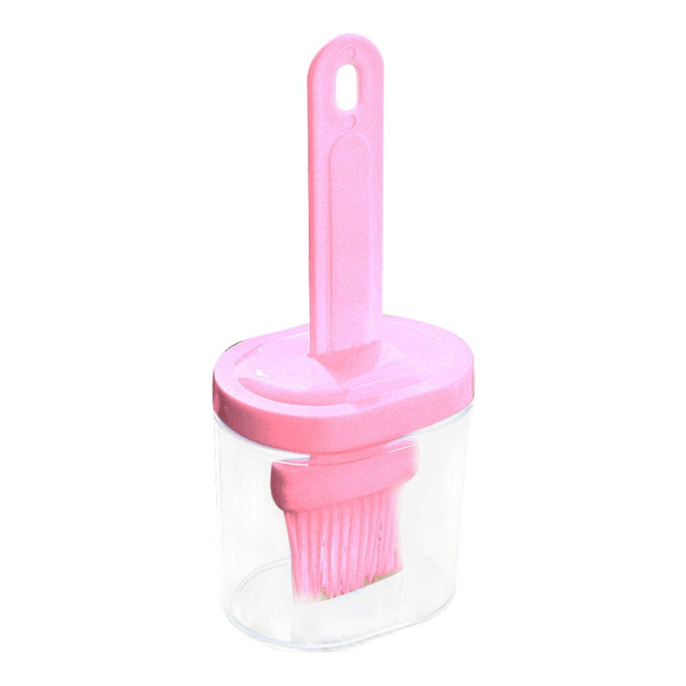 Silicone Oil Bottle Brush High Temperature Resistant Integrated With Cover With Bottle Of Barbecue Baked Oil Brush Kitchen Tool: Pink