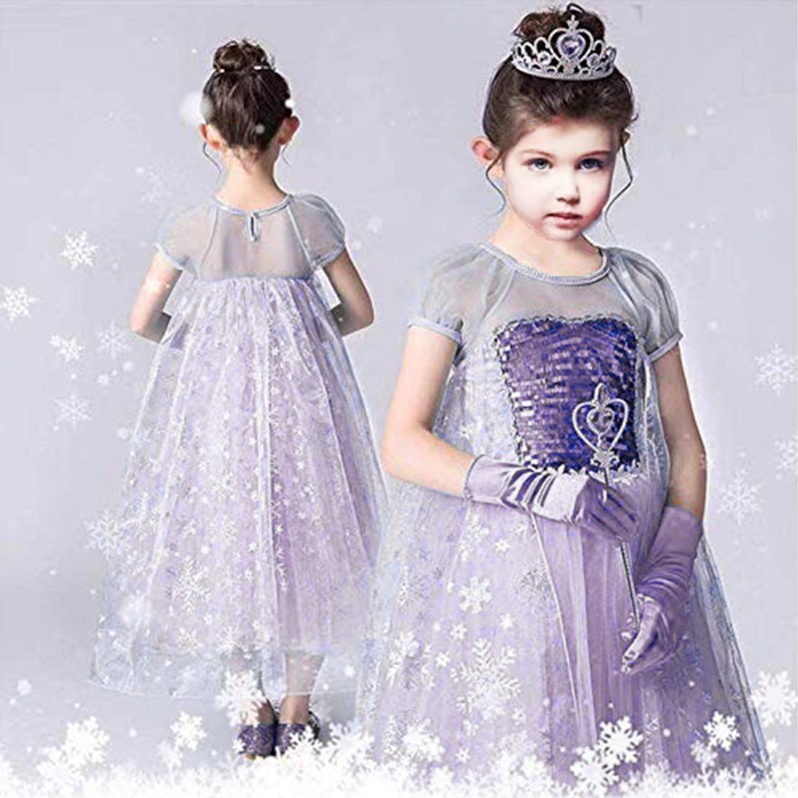 Prinzessin Kleid hoch Zubehör Prinzessin Krone Handschuhe Zauberstab Halskette EarringsPrincess Spielzeug Kleinkind Kleid hoch vorgeben Spielen Echten Machen