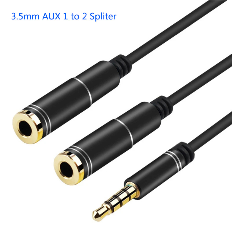 Nuovo! Cavo sdoppiatore per cuffie Cavo prolunga sdoppiatore Jack Audio da 3,5 mm Cavo adattatore AUX da 3,5 mm maschio a 2 porte 3,5 mm femmina