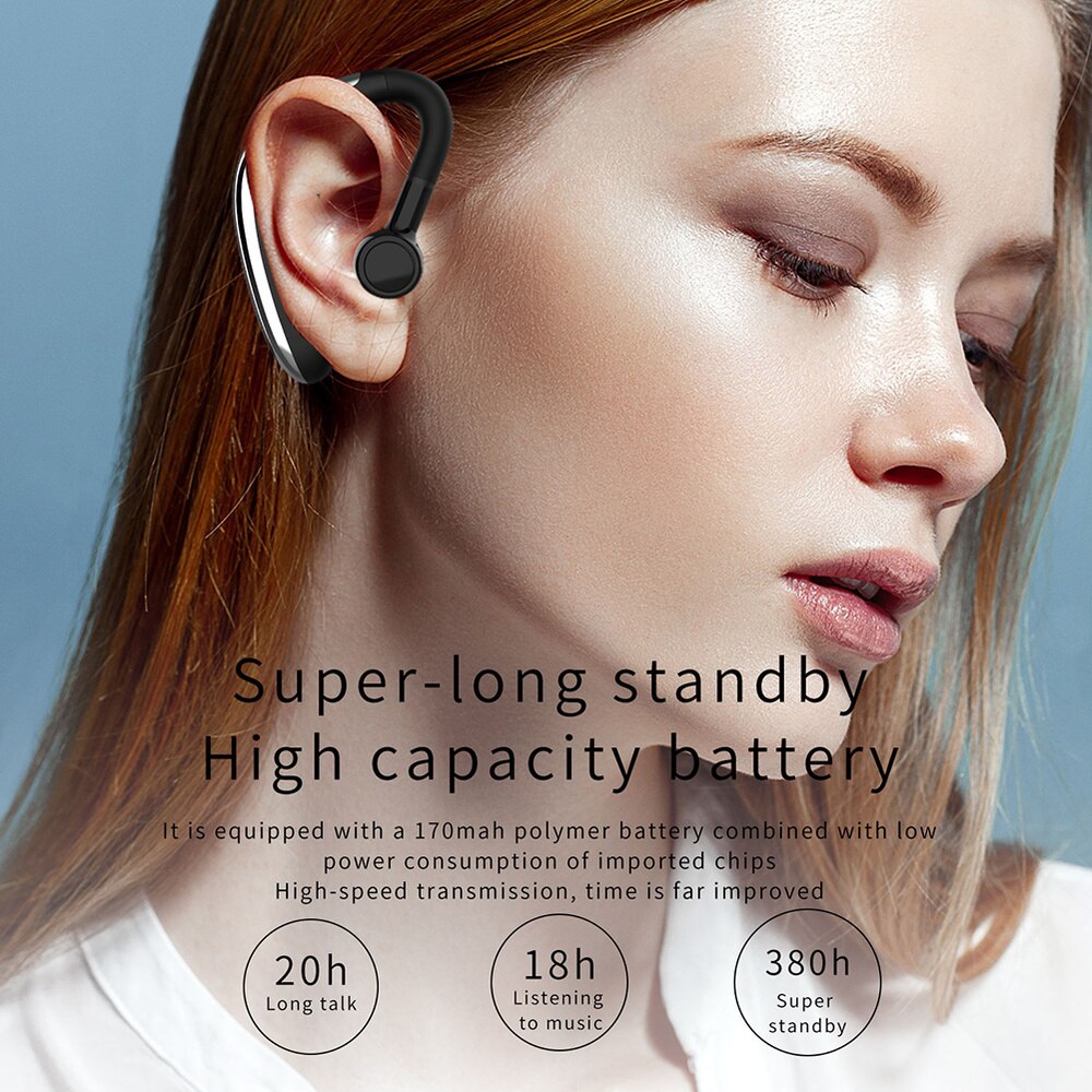 H500 Handsfree Wireless Bluetooth Earphones Noise Control Business Wireless Bluetooth Headset with Mic for Driver Sport
