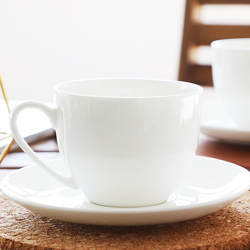 European pure white ceramic coffee cup dish set latte cappuccino flower mug coffee