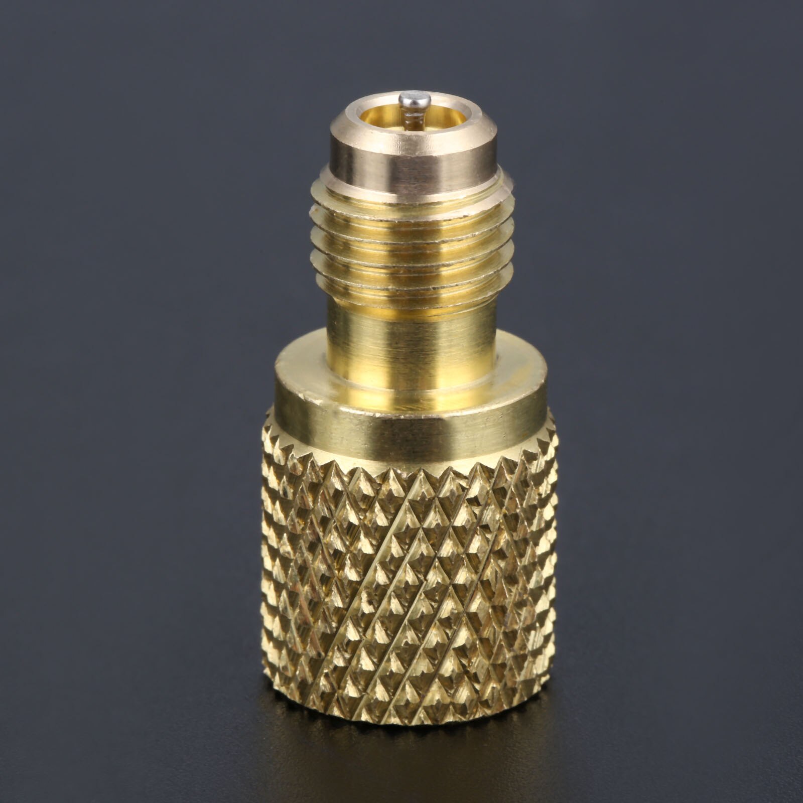 A/C R134a Brass Straight Fitting Adapter 1/4" Male To 1/2" Female W / Valve Core Connecting R12 Hose to R134A Refrigerant Tank