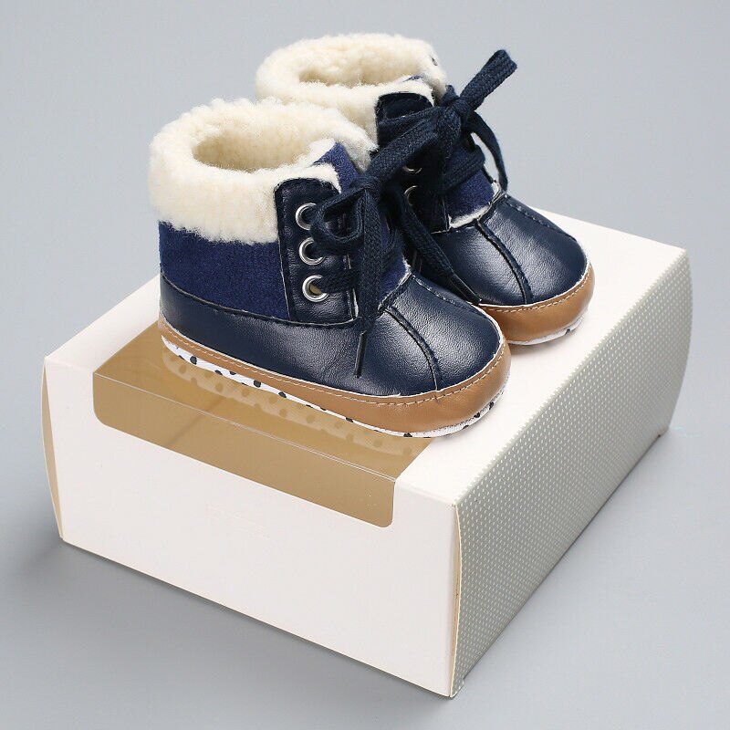 Infant Toddler Shoes Baby Boy Ankle Snow Boots Crib Shoes Anti-slip Sneakers 0-18M