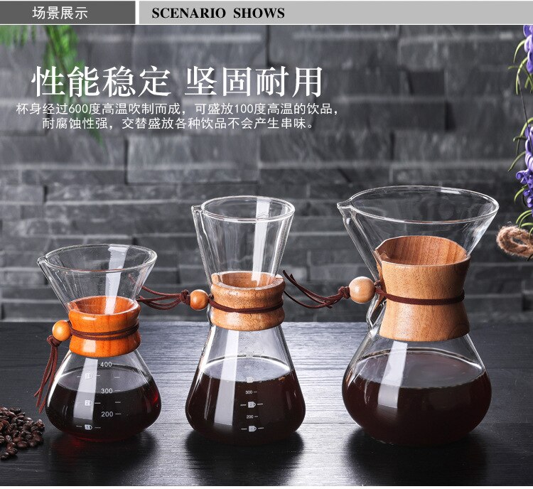 Chemix Simple Coffee Kettle, Coffee To Go 800ml Premium Handmade Glass Kettle, Easty to brew Chemeks Glass Portable Coffee Maker