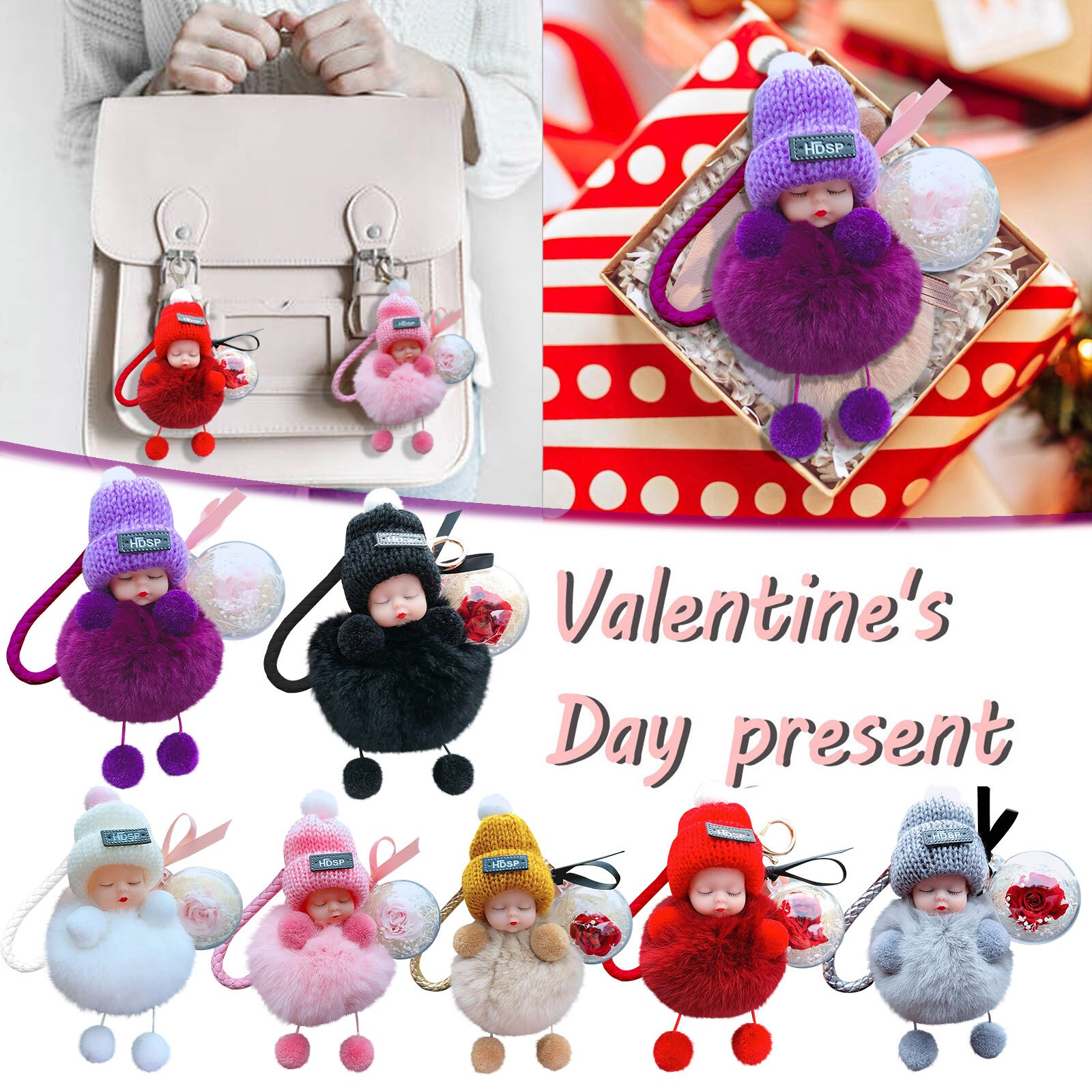 Śliczne brelok mini anioł pluszowa lalka wisiorek słodkie puszyste lalki z kreskówek dekoracji symulacji laleczka bobas zabawki walentynki prezent #40