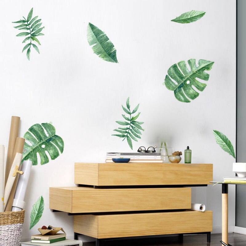 Tropical Rainforest Plant Wall Sticker Green Leaf Wall Stickers Home Children's Room Interior Wall Stickers Decor Supplies