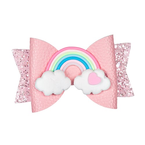 Thumbelina Regenboog Prinses Haarspelden Glitter Haarelastiekjes Met Clip Dance Party Boog Haar Clip Meisjes Haar Accessoires: pink