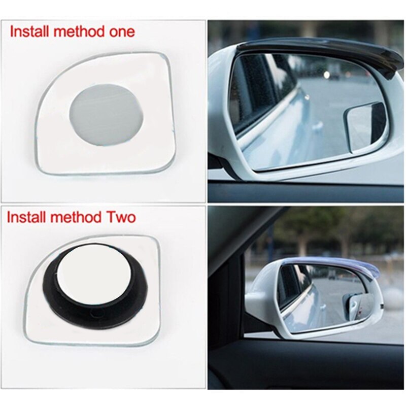 2 stk/parti biltilbehør bilspejl blind spot vidvinkelobjektiv 360 graders rotation justerbart lille spejl