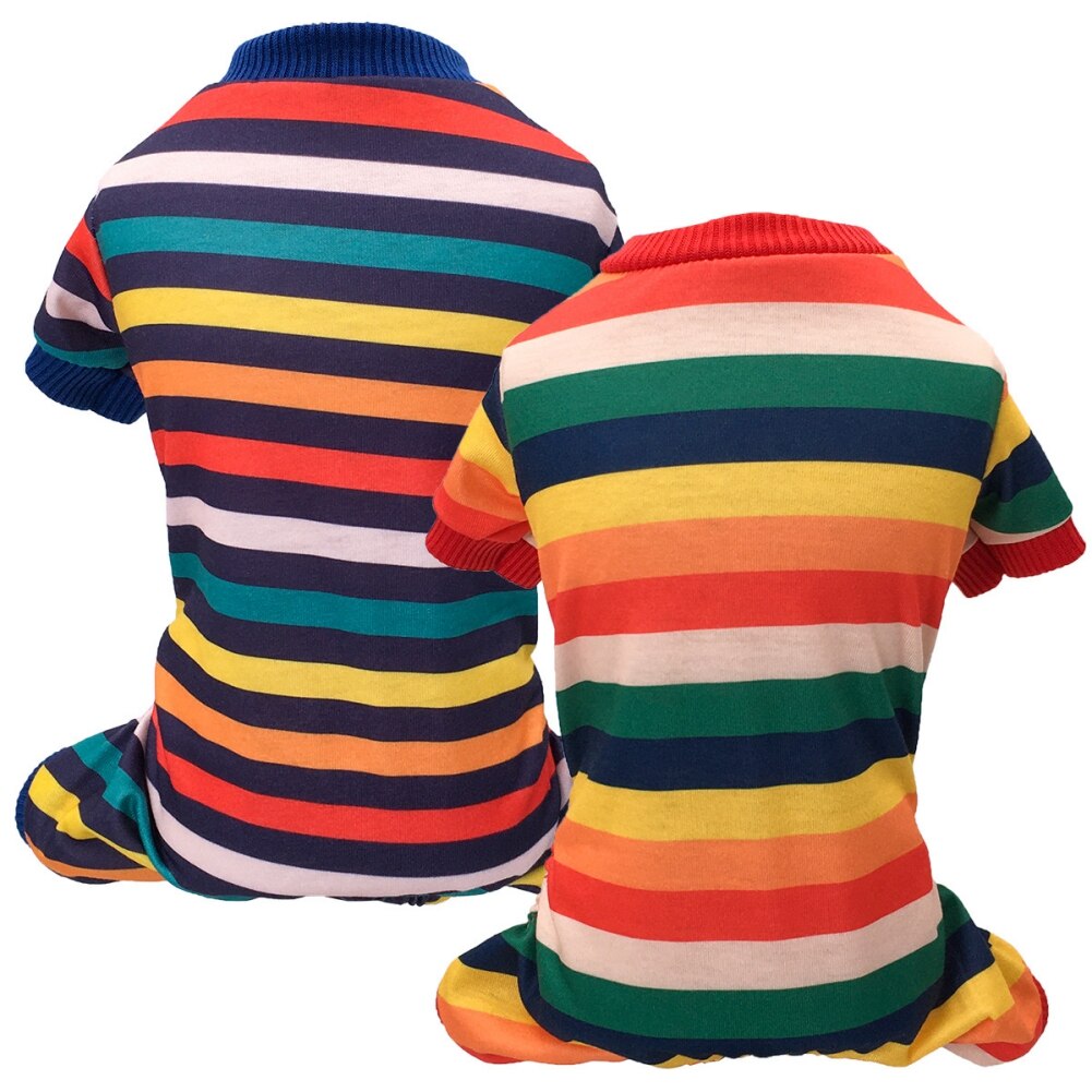 Dog Pajamas Stripe Dog Clothes Soft Jumpsuits Coat For Small Dogs Puppy Dog Cat Chihuahua Clothing Jumpsuits Nightshirt Pants